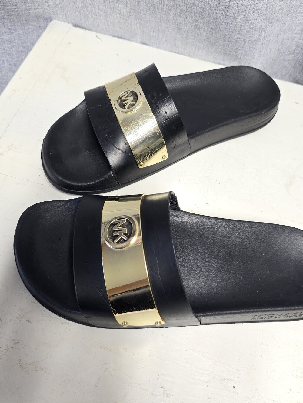 Michael Michael Kors MK JETT Slide Mirror Metallic Gold Women's Sandals 8